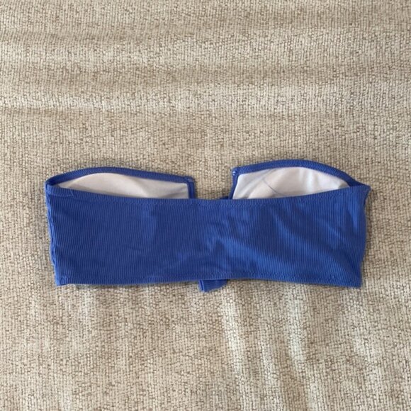 SHEIN Ribbed Blue Strapless Bikini Top - Picture 3 of 4
